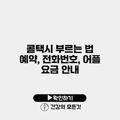 콜택시 부르는 법 예약, 전화번호, 어플 요금 안내
