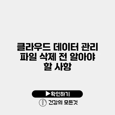 클라우드 데이터 관리 파일 삭제 전 알아야 할 사항