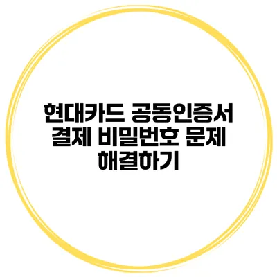 현대카드 공동인증서 결제 비밀번호 문제 해결하기